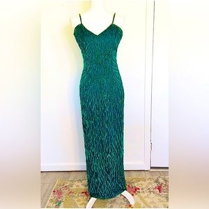 Emerald, Vintage, Beaded, Mermaid Dress